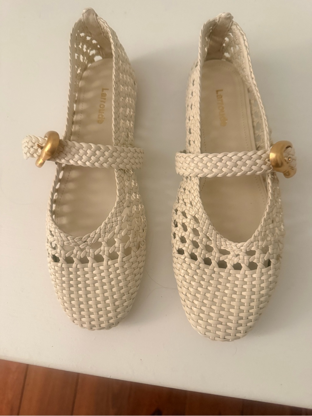 Larroude Verona New Macrame Leather Ballet Flats Ivory 6.5 New — image 2 of 8